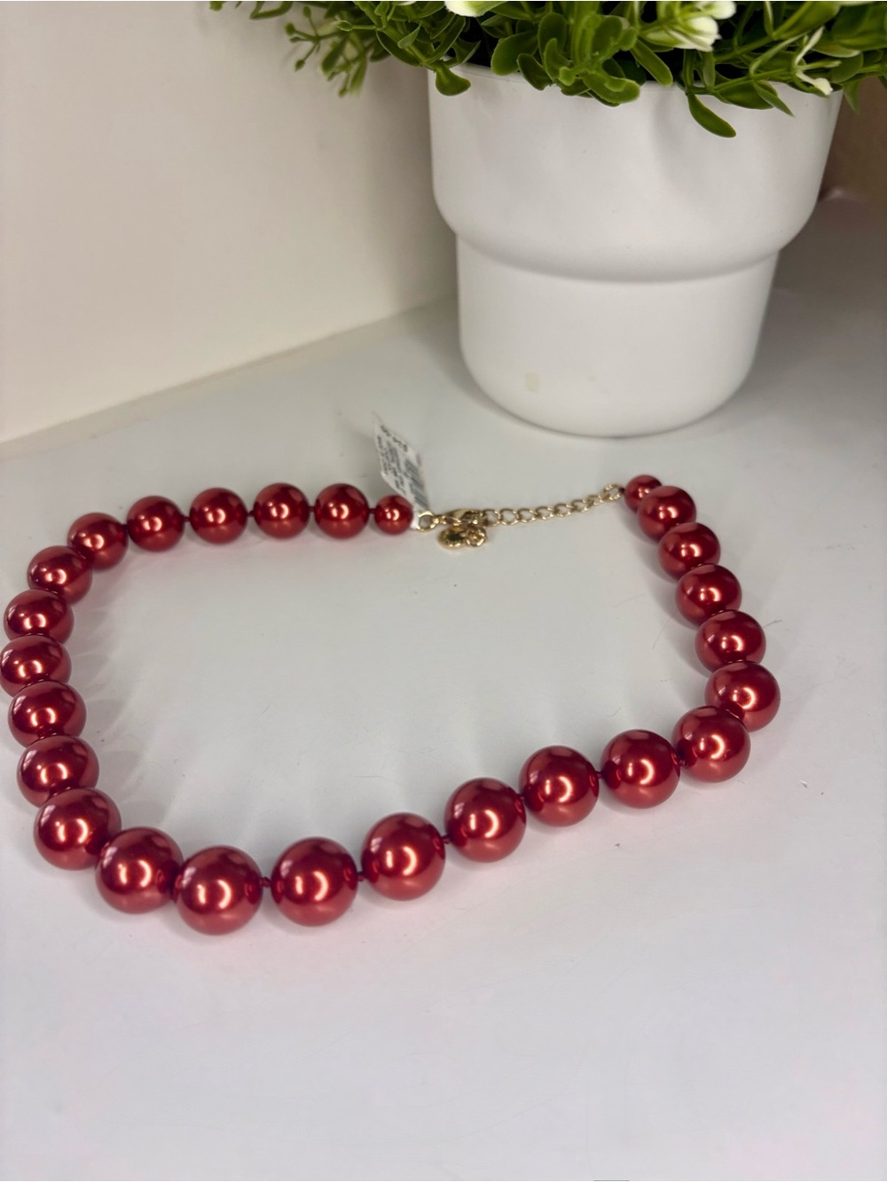Charter Club Shiny Red Bead Necklace with Gold-Tone Chain